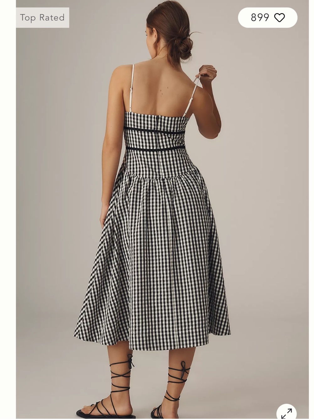 NWT For Love & Lemons Black and White Gingham Dress - Picture 3 of 10